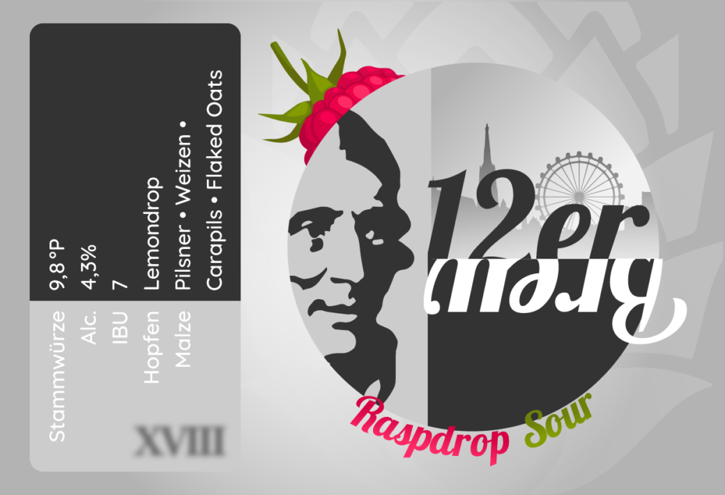 Etikett des 12er Brew Raspdrop Sour